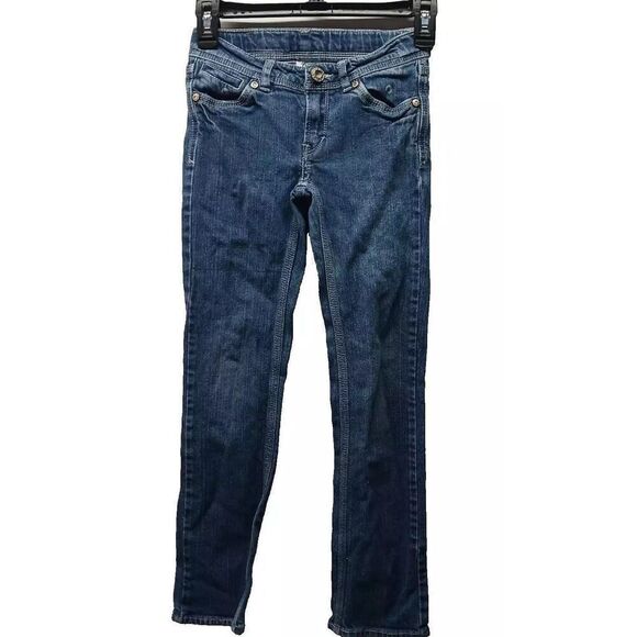 Levi' GIRLS DENIM BLUE JEANS SIZE 8 REGULAR WITH BACK FLAP POCKETS GUC - Picture 1 of 6